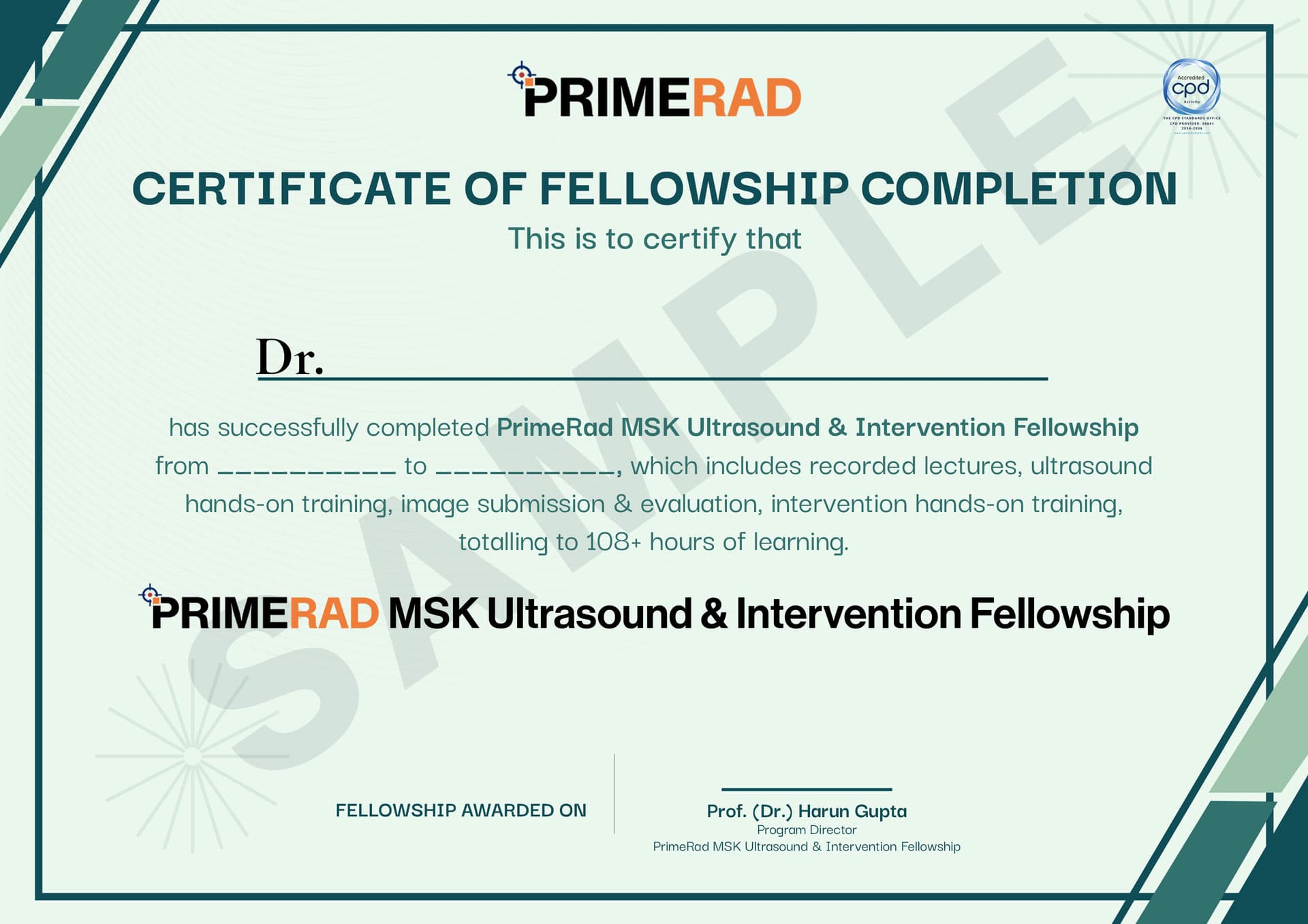 PrimeRad Fellowship Certificate
